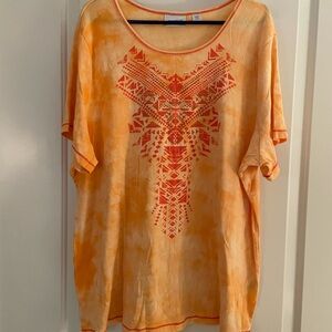 Avenue Orange Tribal Print Short Sleeve Tee